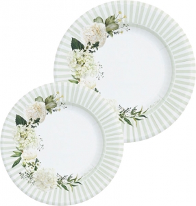 Piatti in carta Floral White in confezione da 8 pezzi