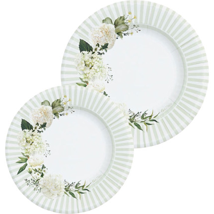Piatti in carta Floral White in confezione da 8 pezzi