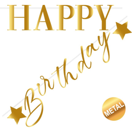 festone Happy Birhday in oro