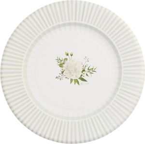 Maxi piatti in cartoncino floral white, in confezione da 6 pezzi