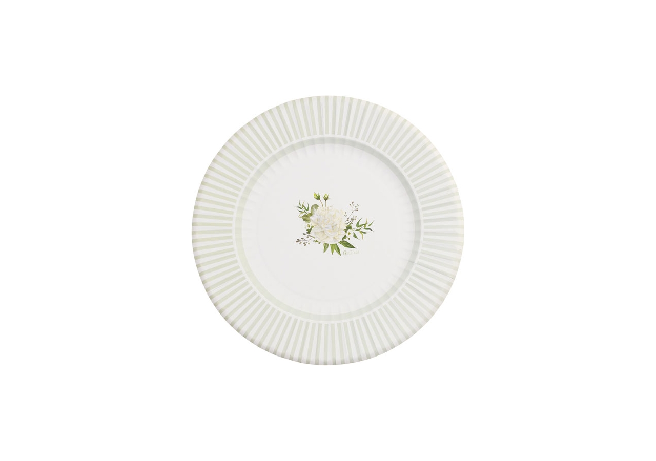 Maxi piatti in cartoncino floral white, in confezione da 6 pezzi