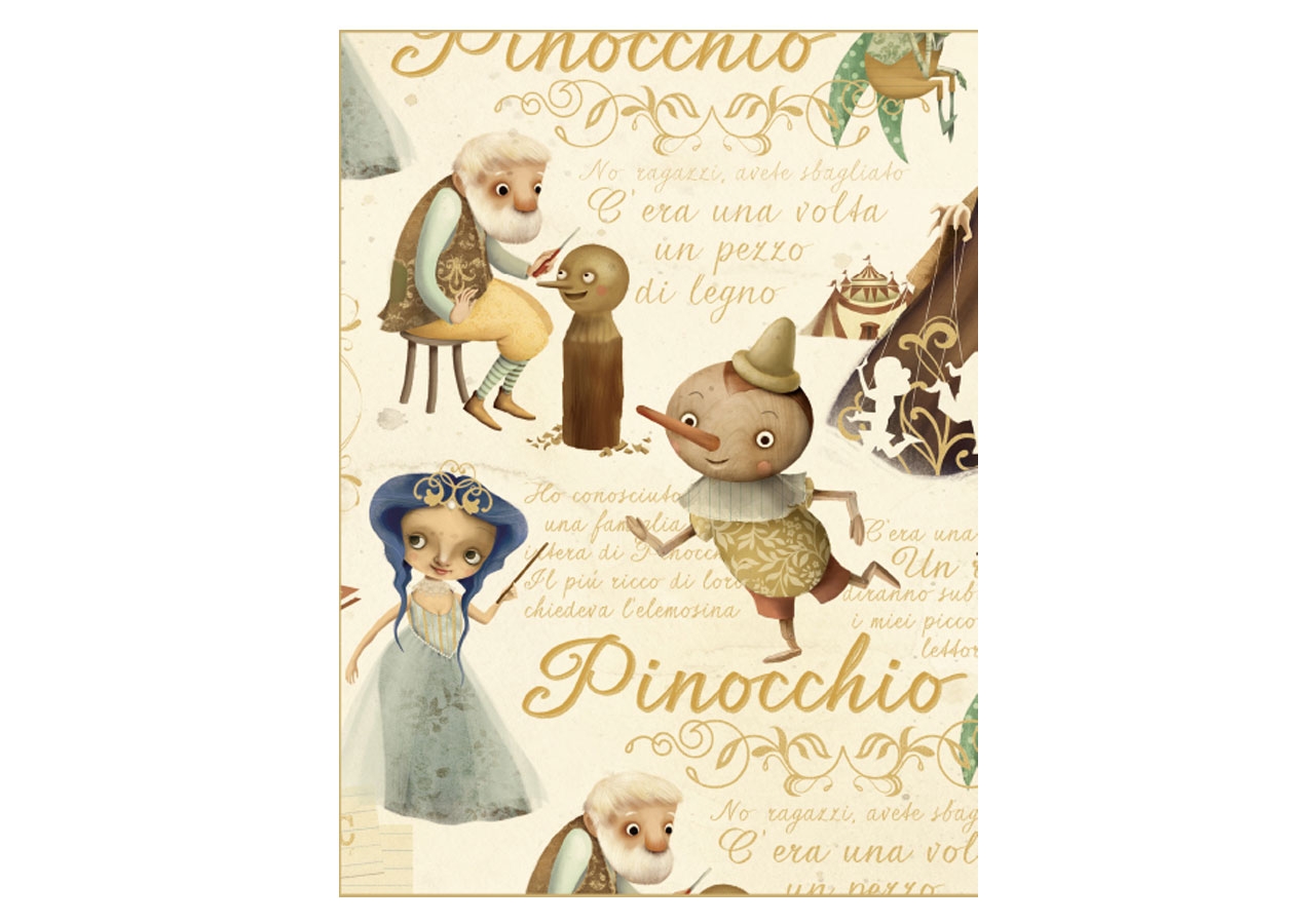 Foglio carta da regalo fantasia Pinocchio