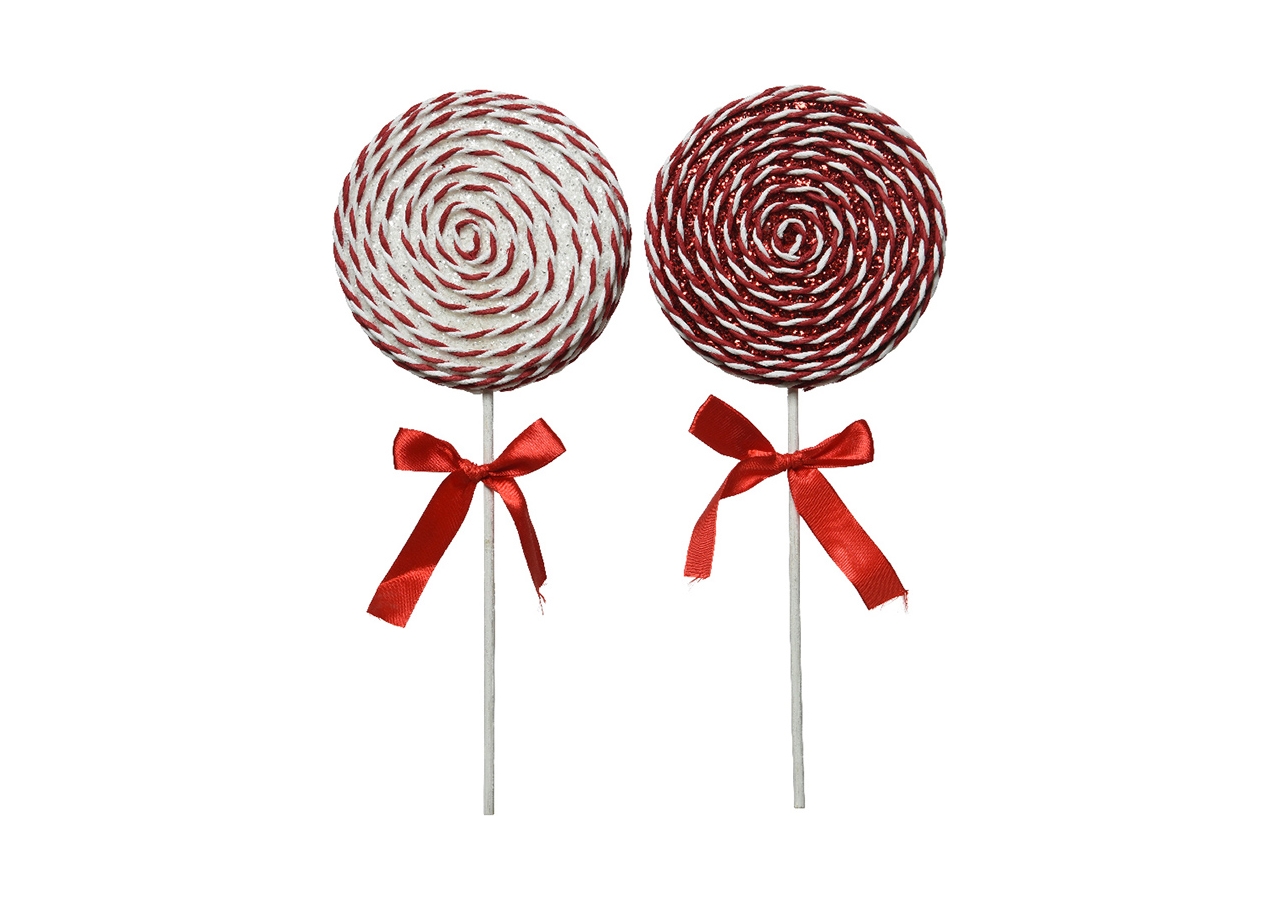 Lollypop rosso e bianco con gancio 36cm