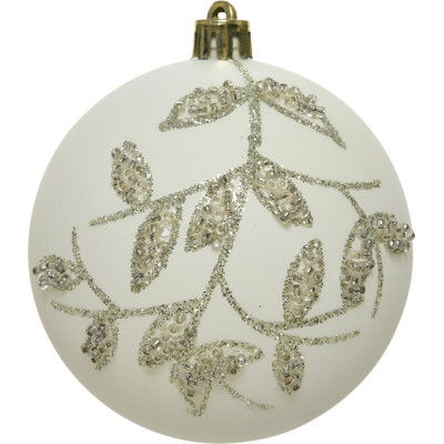 Sfera natalizia bianca con decori dorati