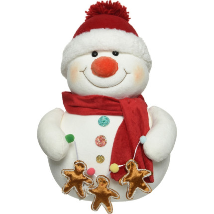 Puapazzo di neve con decorazione ginger bread