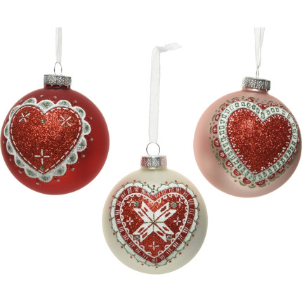 Sfera in vetro matt con cuore