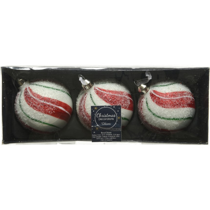 Palline in vetro finitura ghiacciata (3 pezzi)