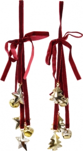 Fascio di campanelle con fiocco in velluto rosso