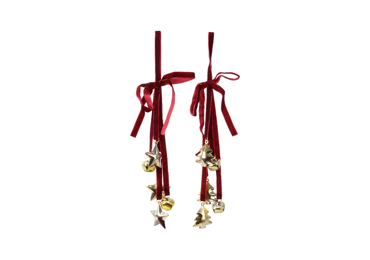Fascio di campanelle con fiocco in velluto rosso