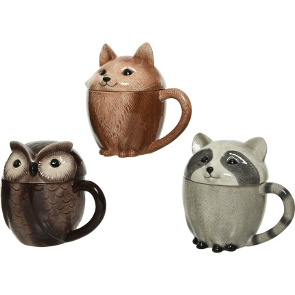 Tazza animali del bosco con coperchio