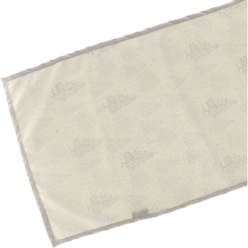 Runner Natalizio In Velluto Effetto Poliestere, Decoro Alberi Di Natale Oro, Con Frange, 35x182 Cm, Verde – Tivoli Di Villa D'Este Home
