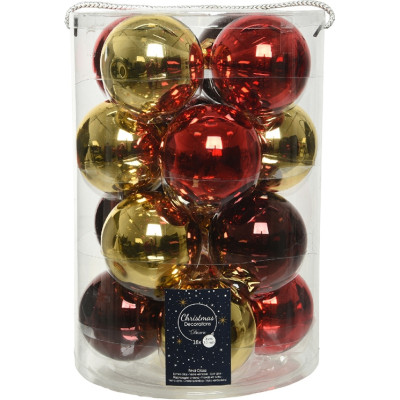 Palline in vetro per albero oro e rosse (16 pezzi)