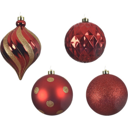 Palline di natale infrangibili rosse 15cm (6 pezzi)