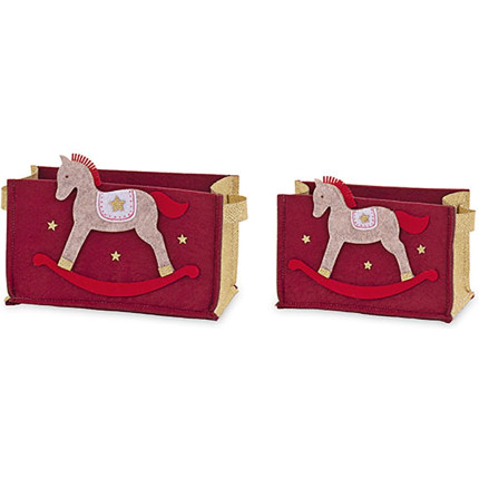 Cestino cavallino a dondolo rosso