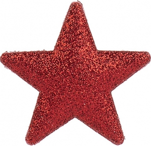 Stelle glitter rosse con adesivo 60mm(4 pezzi)