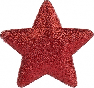 Stelle glitter rosse con adesivo 90mm (2 pezzi)