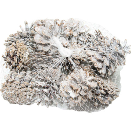 Rete con pigne innevate (15 pezzi)