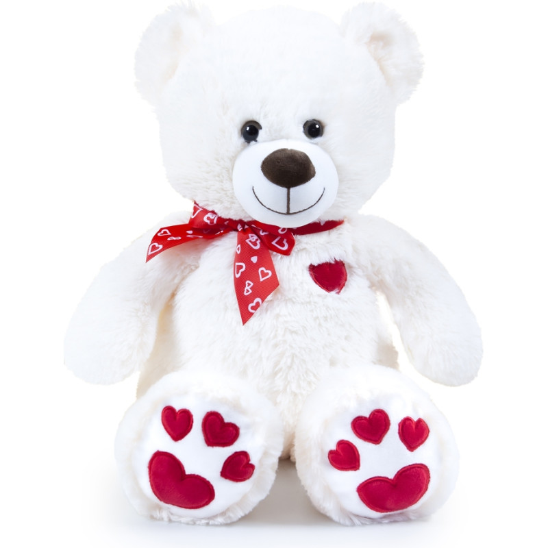 Orsetto di peluche con fiocco e ricamo