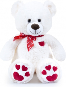 Orsetto di peluche con fiocco e ricamo