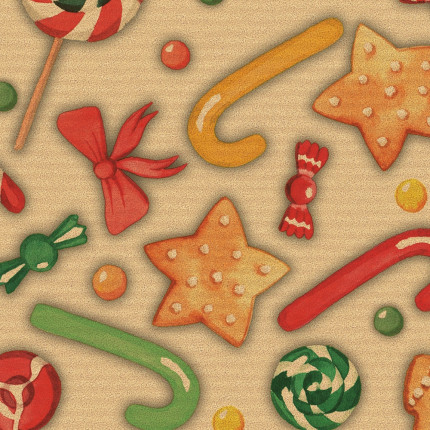 Carta da regalo dolcetti natale in confezione da 25 fogli.