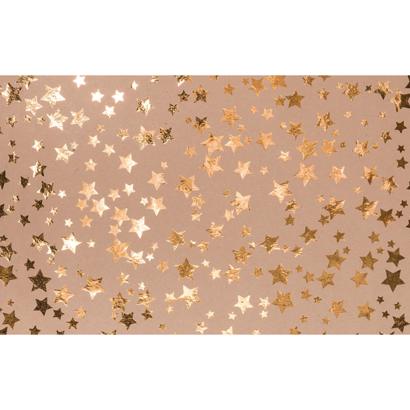 carta regalo metal kraft con stelle oro in confezione da 10 fogli