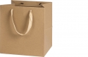 Shopper square kraft con manico in tessuto