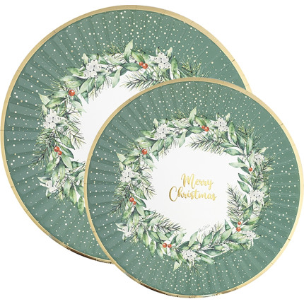 Piatti in carta Xmas Garland in confezione da 8 pezzi