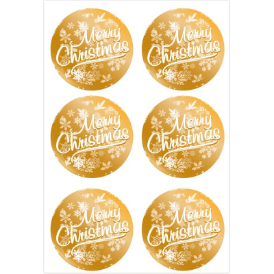 Etichette merry christmas metal in confezione da 60 pezzi