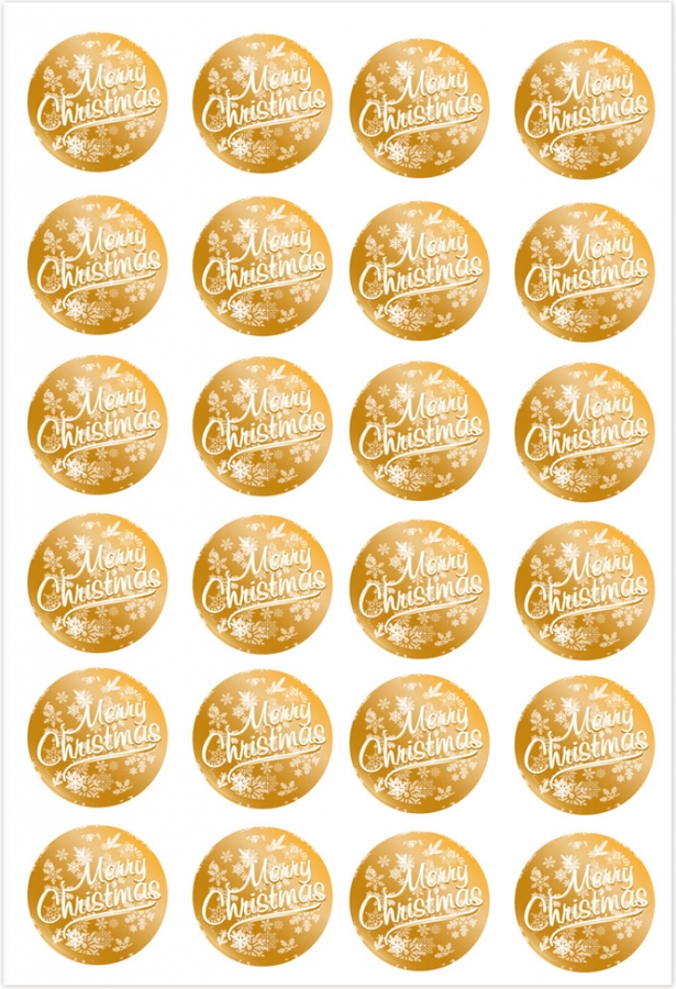 Etichette Merry Chrismas metal in confezione da 240 pezzi