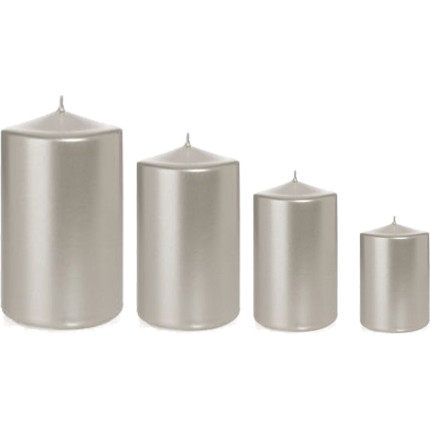 Candela Cilindrica Tinta Unita Argento