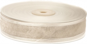 Nastro organza argento con bordi in raso Nastro organza argento con bordi in raso