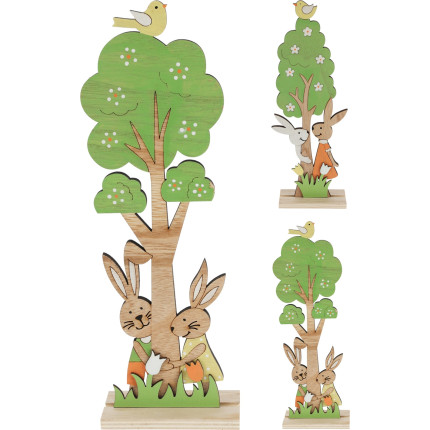 Albero in legno con coniglietti