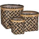 Cesto tondo in rattan nero e beige