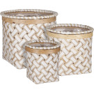 Cesto tondo in rattan bianco e beige