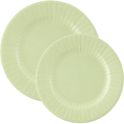 Piatti compostabili pastel verde salvia