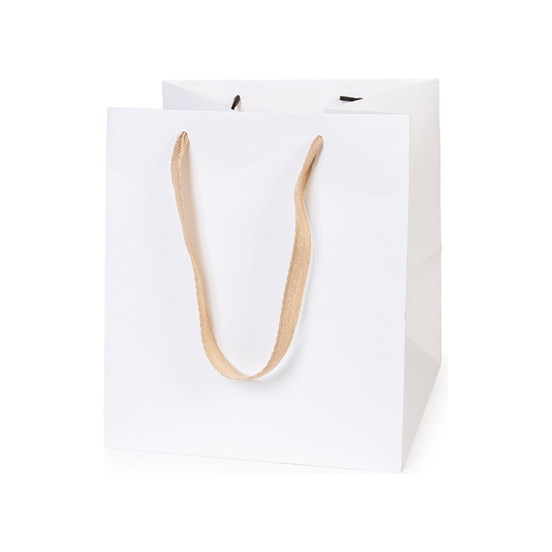 Shopper bianco con base quadra