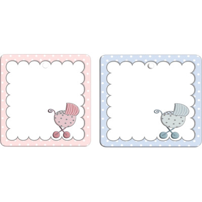 Foglio 12 tag nascita carrozzina azzurro 2