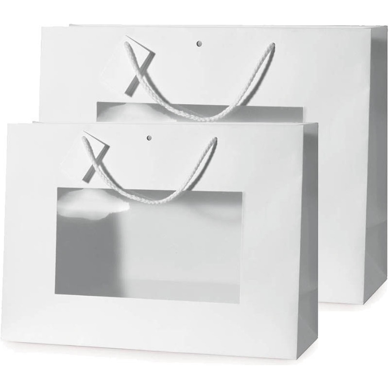 Sacchetto cordino ritorto bianco con finestra