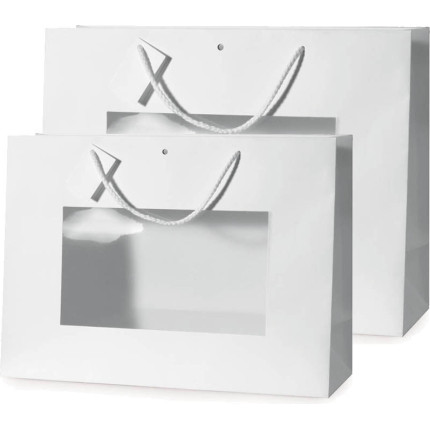 Sacchetto cordino ritorto bianco con finestra Sacchetto cordino ritorto bianco con finestra