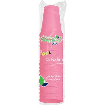 Bicchieri BioPla colorati rosa (50 pezzi)