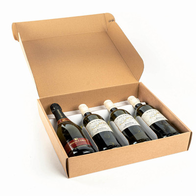 Scatola cantinetta per quattro bottiglie aperta
