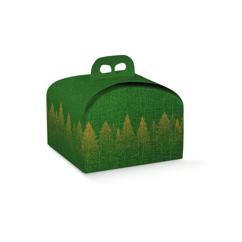 Scatole porta Panettone con manico 1Kg green