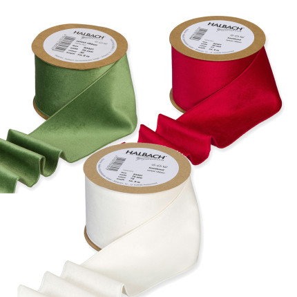Nastro in velluto Halbach disponibile in rosso,verde e avorio- Vendita all'ingrosso online