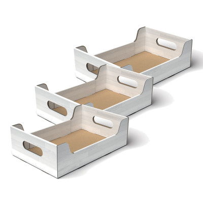 Cassettina in cartoncino Teak bianco