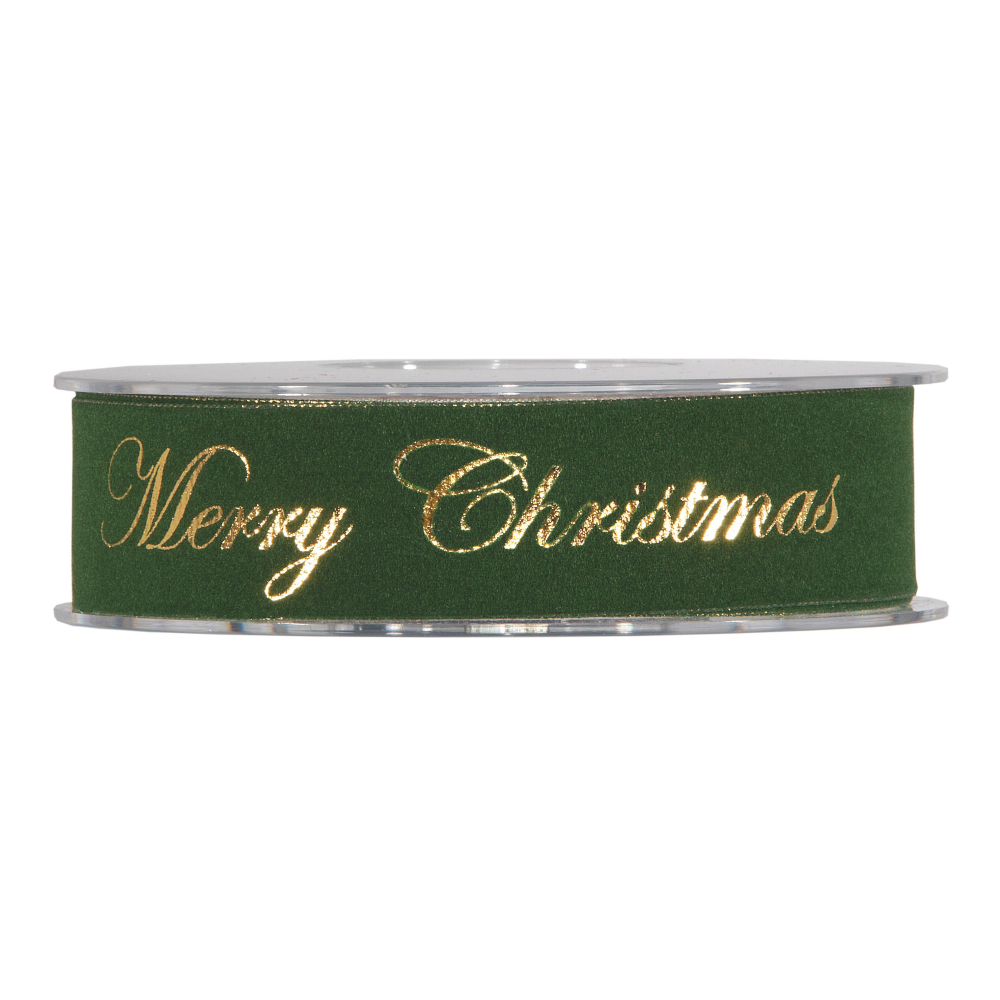 Nastro in velluto Merry Christmas Verde