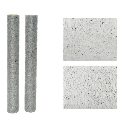 Runner tessuto glitterato argento