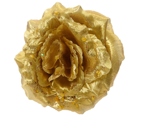 Rosa glitterata oro con clip