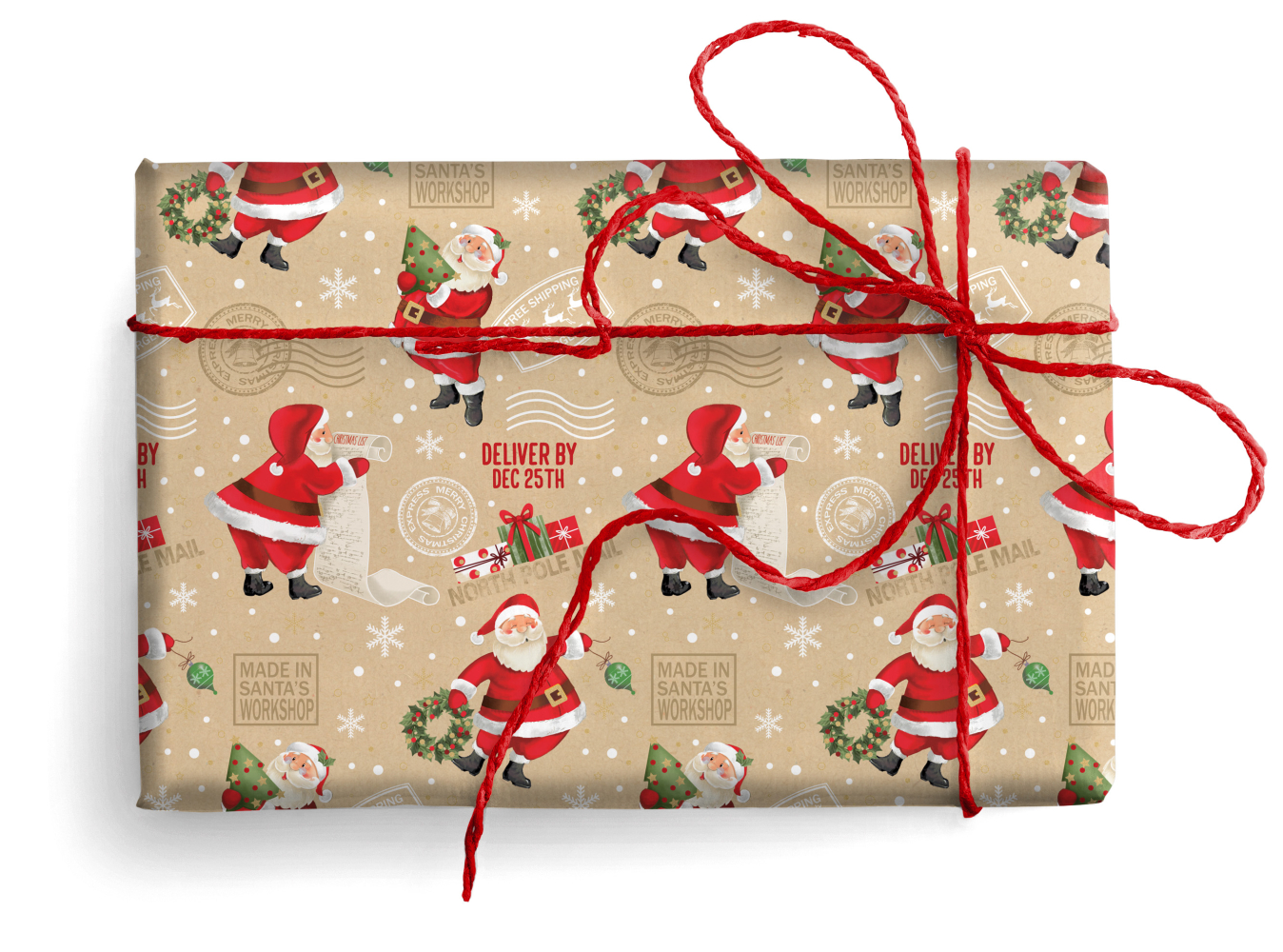 Paperchase - Busta regalo natalizia grande con Babbo Natale che balla