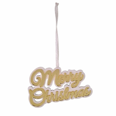 Pendente merry christmas oro in legno (5 pezzi)