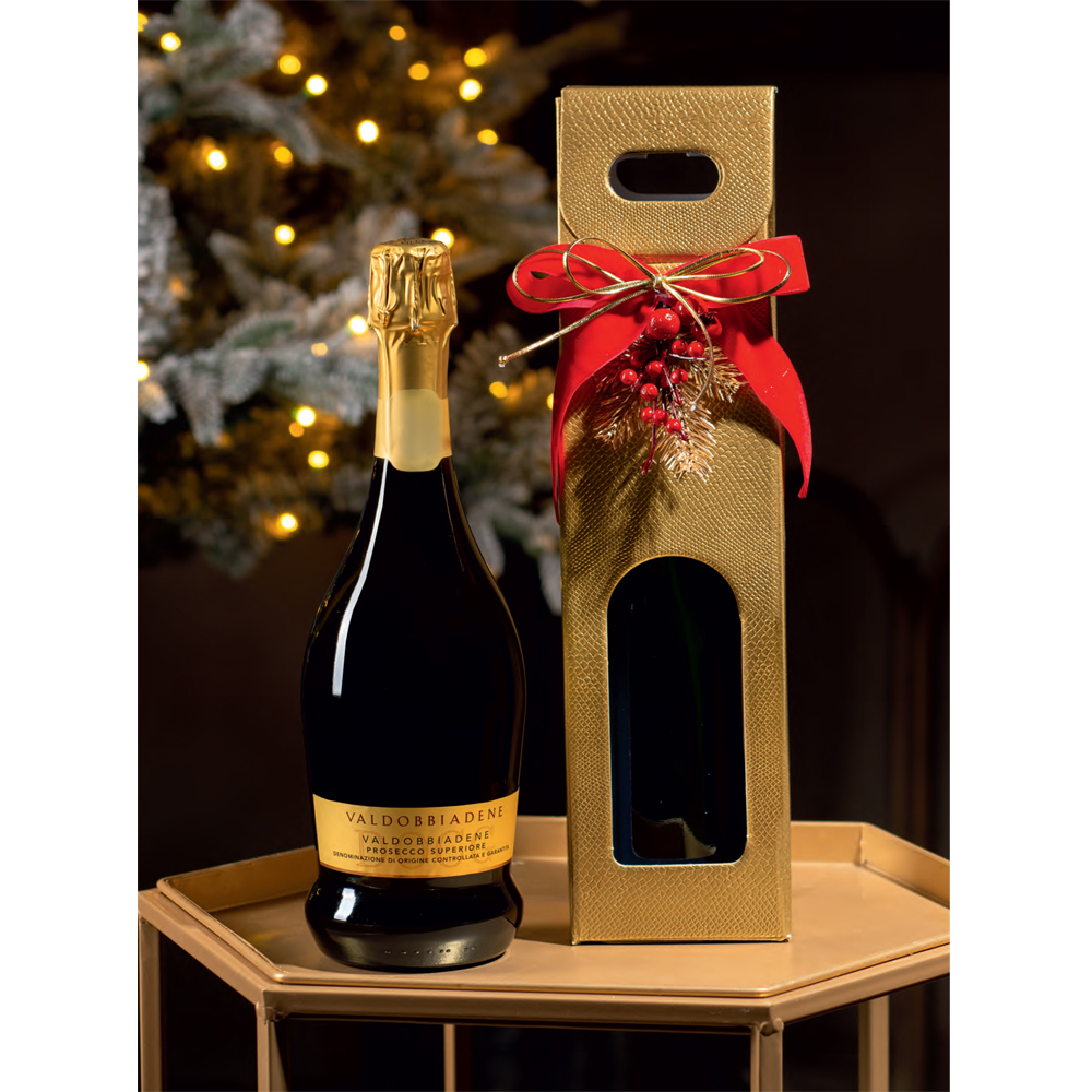 Scatola porta bottiglia in cartoncino con maniglia
